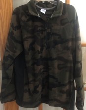 Starter Camo Fleece 1/4 zip Pullover Mens Large Chest Pocket Sweater Outdoors