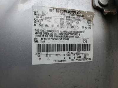 Driver Left Sun Visor Without Illumination OEM 11-15 EXPLORER