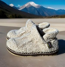 L.L. Bean Cozy Slipper Booties Pile Fleece Sherpa Women's Size 7M Natural 507186
