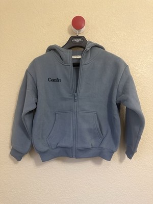 Comfrt Logo Full Zip Hooded Hoodie w/ Pockets Blue Solid Kid s Size S