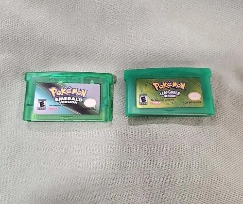 New ListingPokemon Emerald + Leaf Green Duo GBA Gameboy Advance Free Shipping