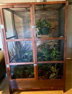 Large Wood Mesh Reptile Cage Enclosure Brown Single Tier