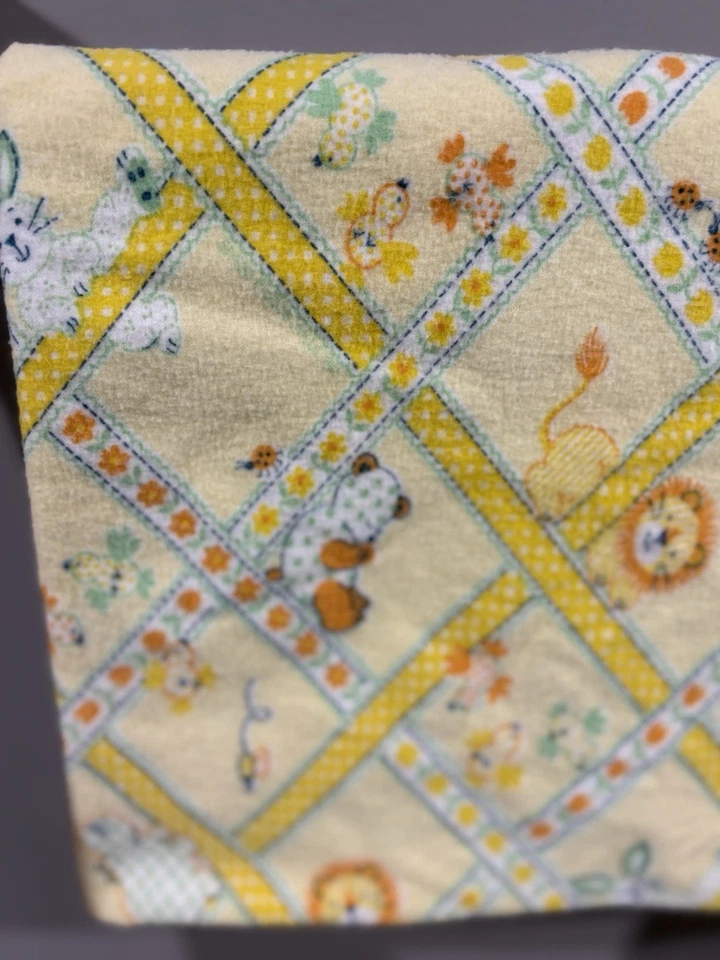 复古套装 2 邓迪婴儿接收毯黄色动物园动物主题野生动物园 — 第 4/4 张图片