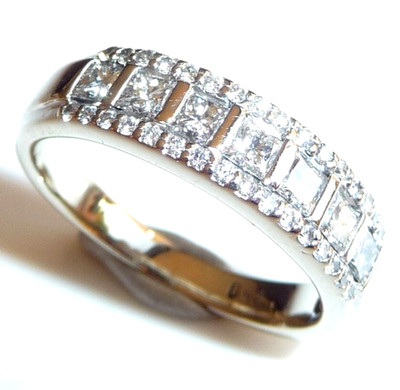 Ring 750 Weißgold 1.20ct. Diamanten Princess-Schliff  Gr: 54 / 17,2 mm 4,6 g