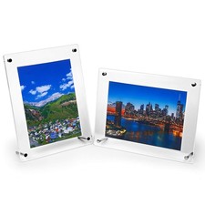 2 Pack Acrylic Picture Frame 6" x9" Desktop Tabletop Photo Frame Wall Mounted...