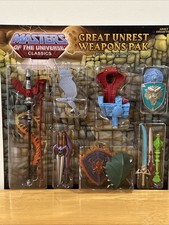2012 MOTU Classics Great Unrest Weapons Pak Matty Collector Mattel w  Mailer