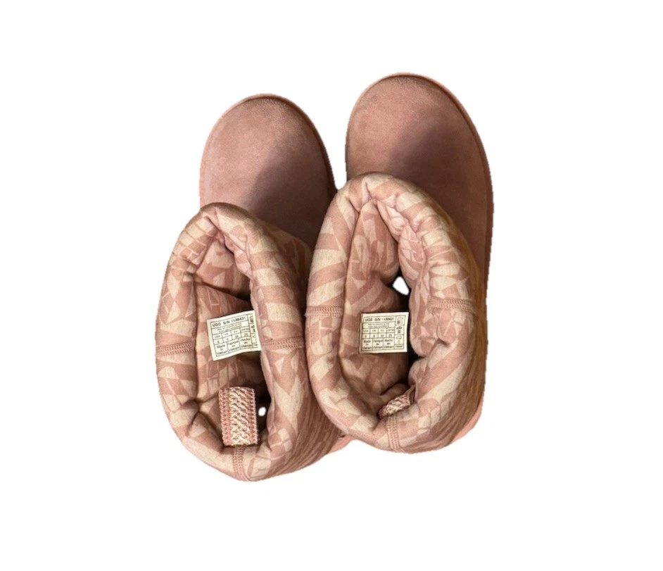 UGG Women Classic Short Jersey Stripe Blush Winter Boots Suede Size US 7 - Image 2 of 4