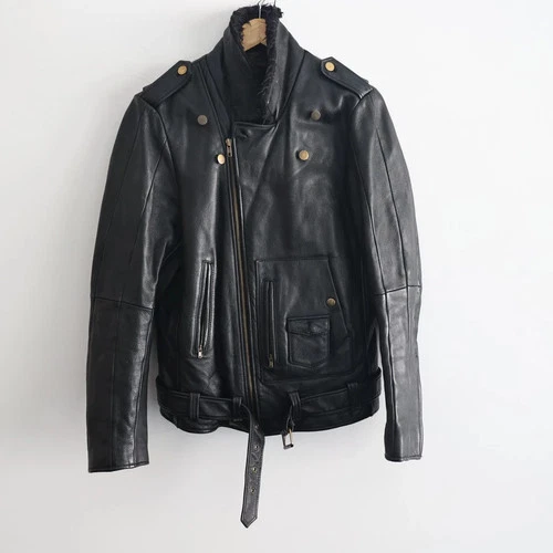 NYC handmade leather Lined Biker Jacket Men's in All Sizes - product listing photo