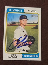 2023 Bowman Heritage ERIC LAUER Brewers In-Person Signed AUTO Autographed