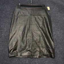 Vintage Limited Express Skirt Womens 7 Black Leather Pencil Knee Length Slit
