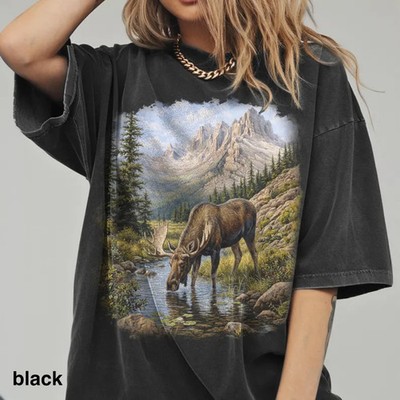 Majestic Elk Mountain Stream Graphic Comfort Tee