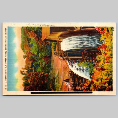 #ad #ad Postcard Picturesque Old Water Wheel During Indian Summer $3.24