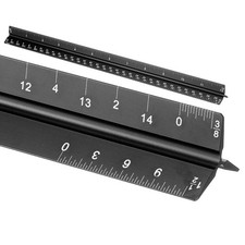 12 Inch Imperial Architectural Triangular Scale Ruler Small Scale, Black