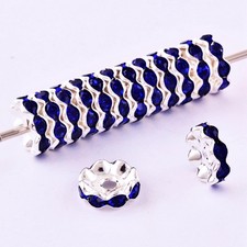 12mm Rhinestone Beads for Pen Making Bulk 100pcs Sapphire Wave Space Beads fo...