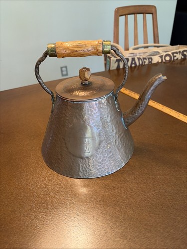 Vintage 1943 Dutch Harbor Alaska Hammered Copper Tea Kettle Brass WW2 Trench Art