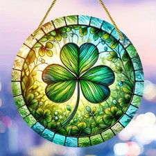 St. Patrick's Day Acrylic Suncatcher Bohemian Clover Irish Window Ornament Gift