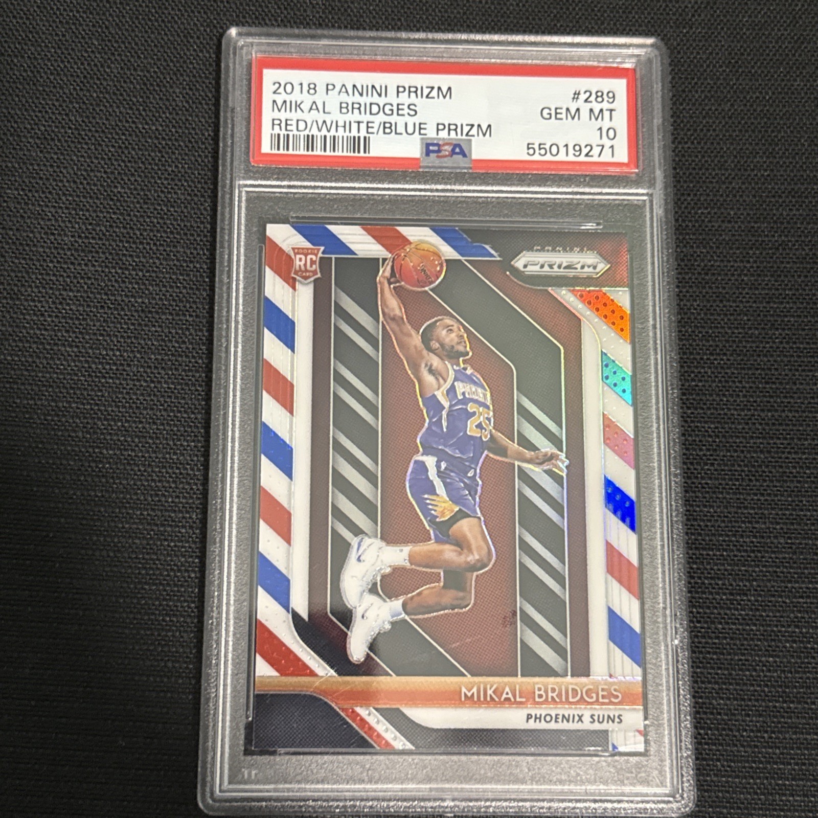 2018-19 Panini Prizm MIKAL BRIDGES Red White Blue Rookie PSA 10 #289 RC RWB
