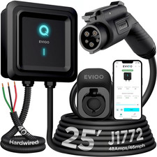 EVIQO Level 2 EV Charger, 40-48 Amp, J1772 for Non-Tesla Evs, 25Ft Cable, Wifi 