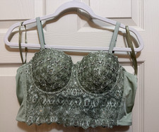 Windsor Green Lace Bustier Top XL Hook  Eye Adjustable Strap DS4017-SAGE
