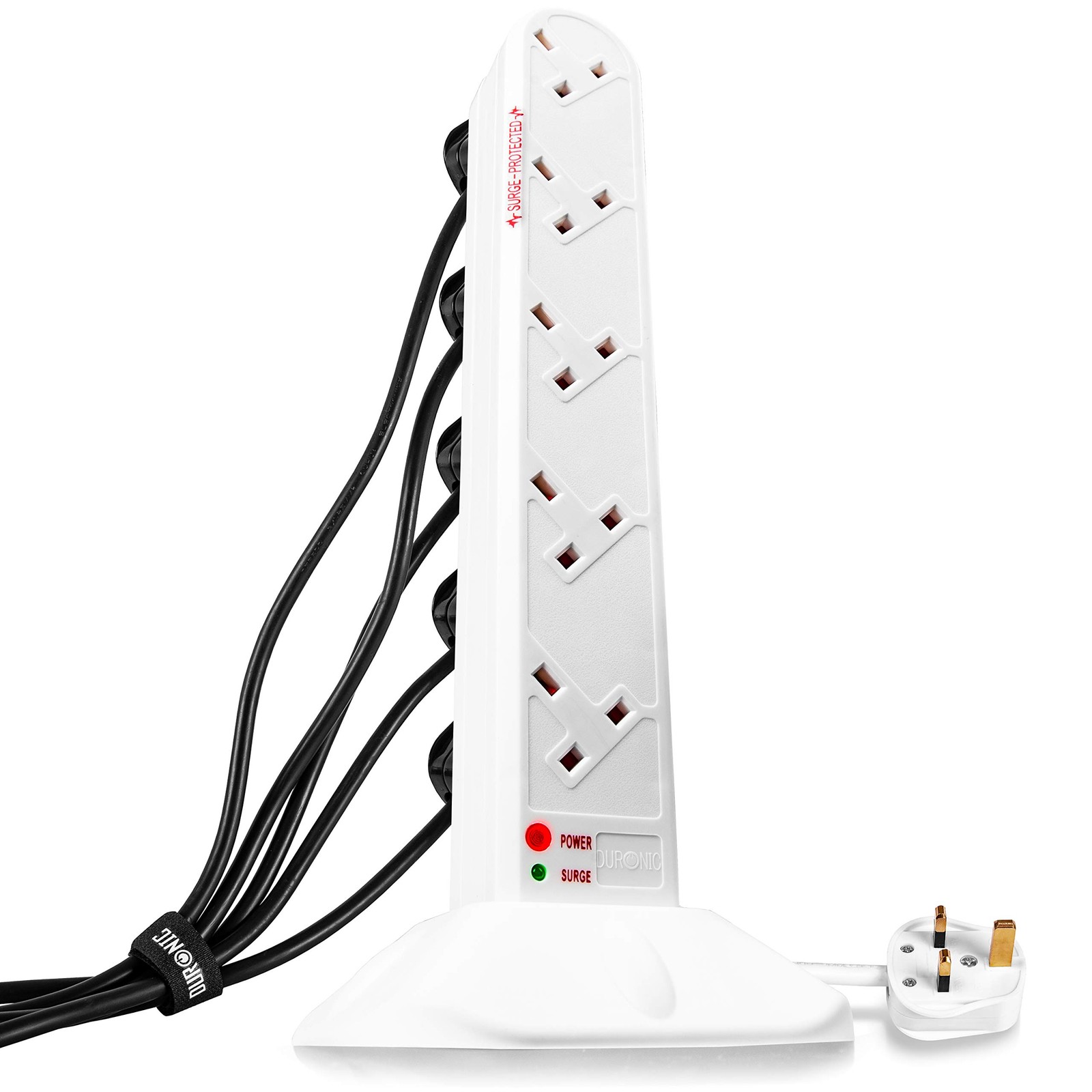 Duronic 10 Way Extension Lead Tower ST10W | 10 Gang Power Strip Cord | Surge ...