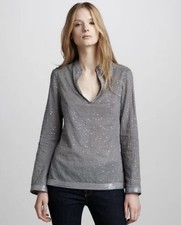 Tory Burch Navy White Polka Dot Stephanie Sequin Tunic Preppy Nautical
