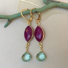  200 SUNDANCE CHARM HANDMADE RUBY BEZEL GOLD PLATED ARTISAN JEWELRY EARRINGS