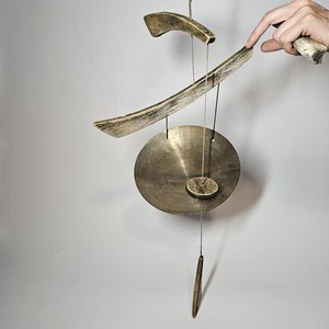 VTG Woodstock Chimes Emperor Gong Natural Wood & Brass Wind Chime Garden Salvage