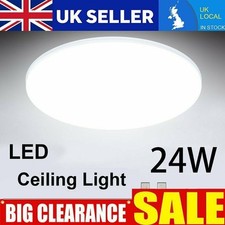 LED Ceiling Light 24W Round Bright Down Panel Wall Kitchen Bathroom Lamp Cool UK