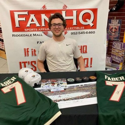 Brock Faber Autographed Minnesota Wild 8x10 Cheering Kirill