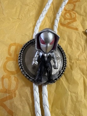 Western Men s Adjustable White Leather Bolo Tie Round Silver Tone Slide Tips