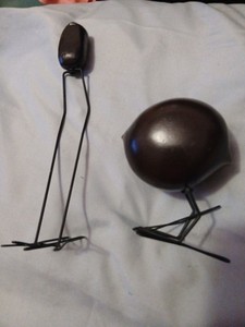 FISKELAGE Dark Wood & Metal BIRD Black Brown Minimalist Modern Figures IKEA 2pcs