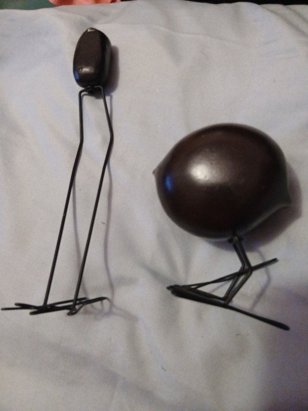 FISKELAGE Dark Wood & Metal BIRD Black Brown Minimalist Modern Figures IKEA 2pcs