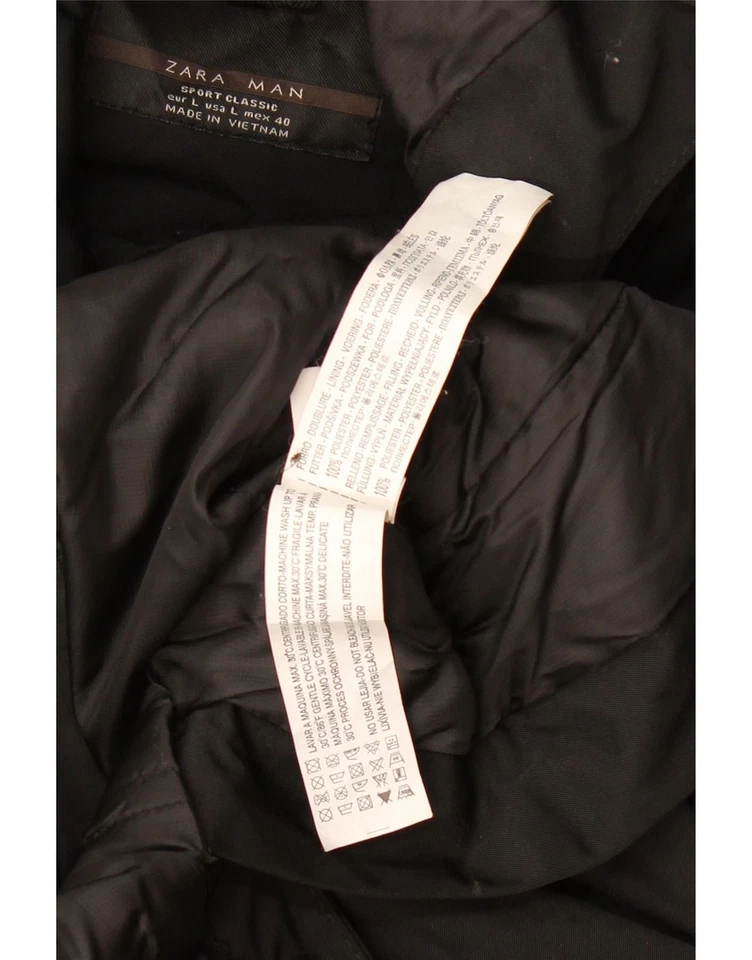 ZARA Mens Hooded Parka Jacket UK 40 Large Black Polyester CS06 - Image 4 of 4