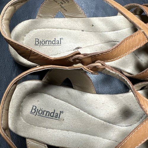 Bjorndal Brown Strappy Sandals Women's Size 8 soft Leather Fisherman - 800 - Picture 3 of 11