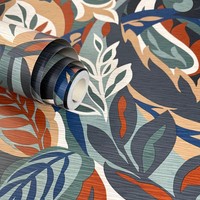 World Of Wallpaper Vliestapete Botanisch Blatt Floral TüRkis Blau 5903