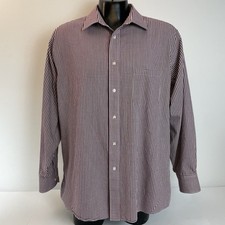 Chaps Dress Shirt 2XL Extra Comfort Regular Fit Burgundy White Gingham Check LS