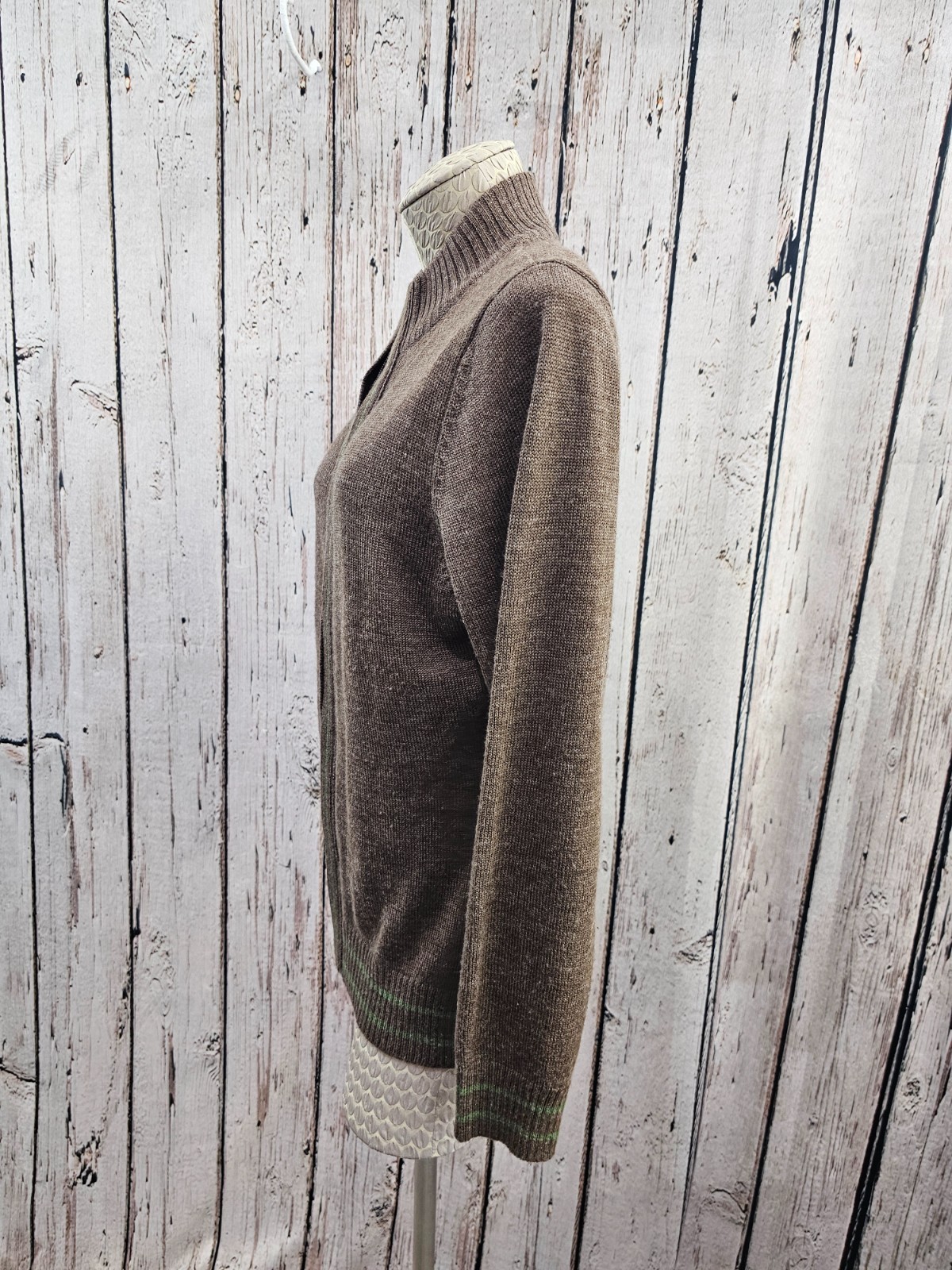 WOOLRICH Java Green Zip Front Wool Blend Cardigan… - image 2