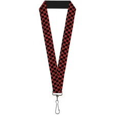 Buckle-Down Lanyard-1.0"-Checker Weathered Black/red 22" x 1" Multicolor