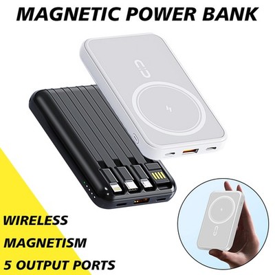 20000mAh Magnetic Power Bank MagSafe Charging 4 Cables for iPhone 16/15/14/13/12