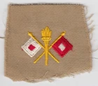 Vintage WW2 era US Army Signal Corps Collar Insignia Patch SINGLE Military Khaki