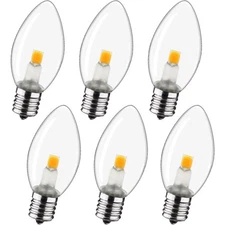 6 Pcs Night Light Bulb C7 E12 LED Bulbs Warm White 2700K Window Candles