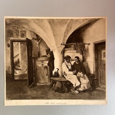 Copperplate Mathias Schmid 1835-1923 Old Love Does Not Rust Copperplate Art