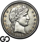 1907-S Barber Quarter, Choice AU++ Low Mintage Key Date, Bids: 950