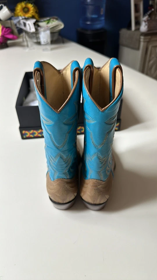 Guess by Marciano PUNK Turquesa Marrón Cuero Vaquero Botas Punta Mujer 6.5 Foto 2 de 4