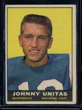 1961 Topps Football #1 Johnny Unitas Colts Creasing GD LOOK!
