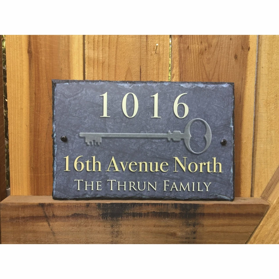 Letrero de pizarra personalizable para dirección de casa - Placa clave - Hecho a mano y personalizado Foto 3 de 4