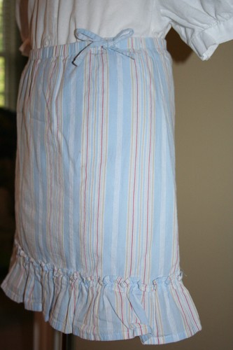 Gap Kids Girls Boutique Light Blue Ruffle Stripe Seersucker Skirt sz 5 Excellent - Picture 2 of 5