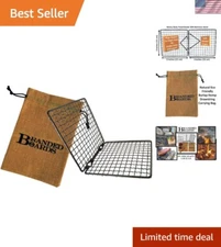 Portable Bushcraft Stainless BBQ Cooking Grill Grate, Bamboo Cutting Board, B...