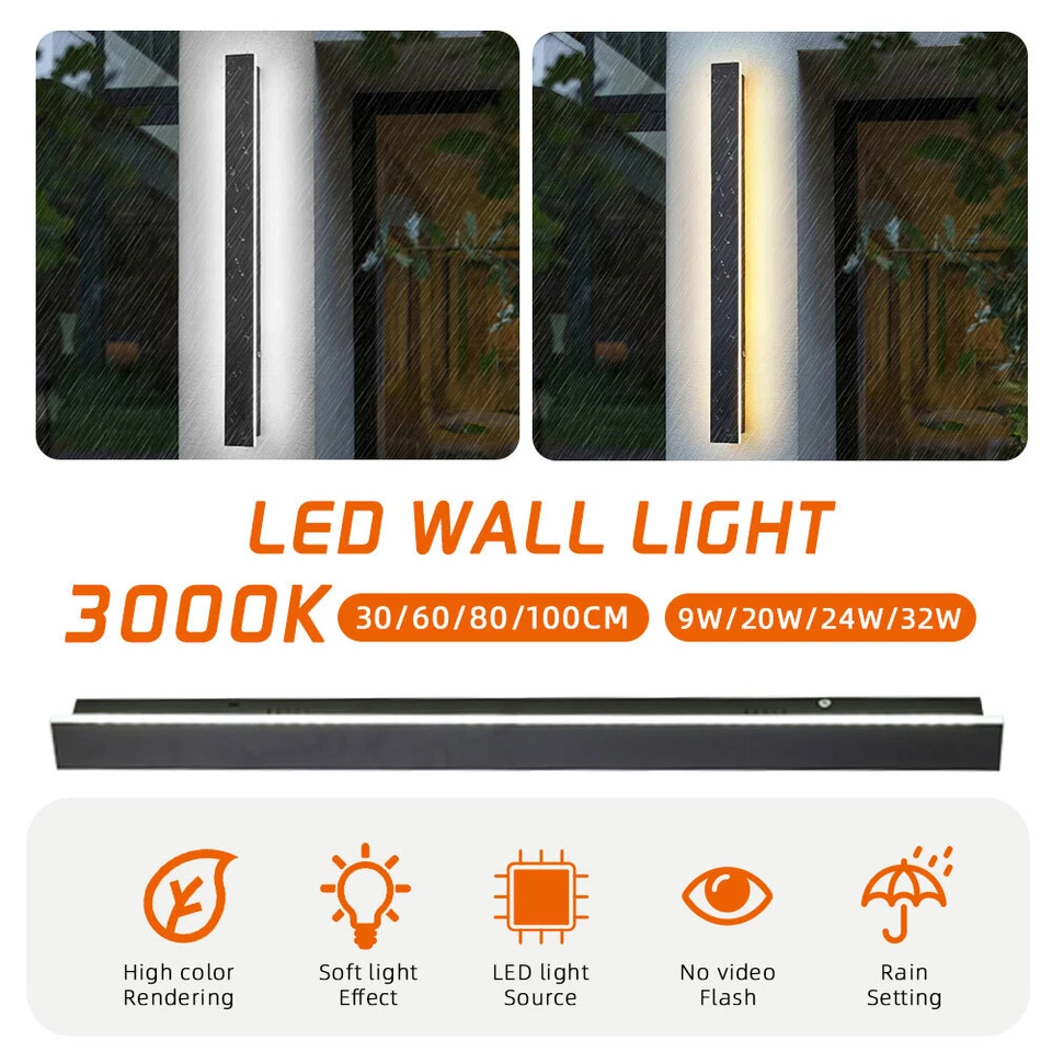 LED Wall Light Sconce Waterproof Outdoor Modern Lamp Exterior Lights Long Strip - Image 3 of 4
