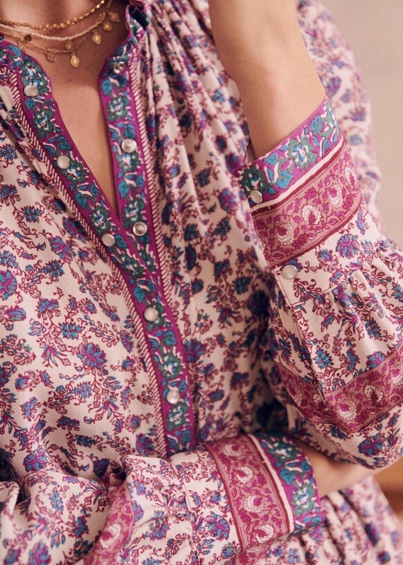 SEZANE LIO DRESS MINI FLOWERS VIOLET SIZE 40 US 8 | eBay